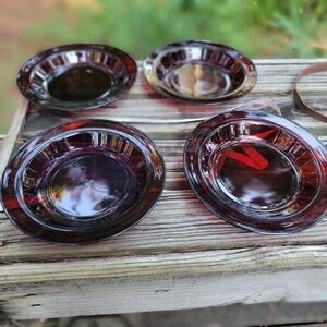 Vintage Arcoroc France Classique Ruby Red Series Rim Soup/ Salad Bowls 8.5"D